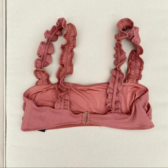 Free People x Beach Riot Ruffle Madeline Bikini Swim Top Large Pink - Picture 7 of 10